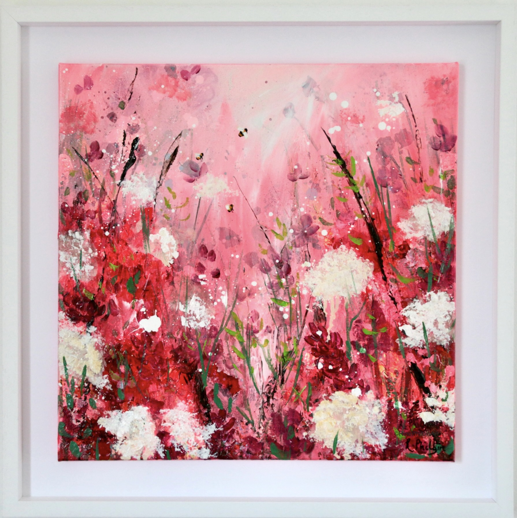An original floral painting with bright and colourful blossoms that give a feeling of romance